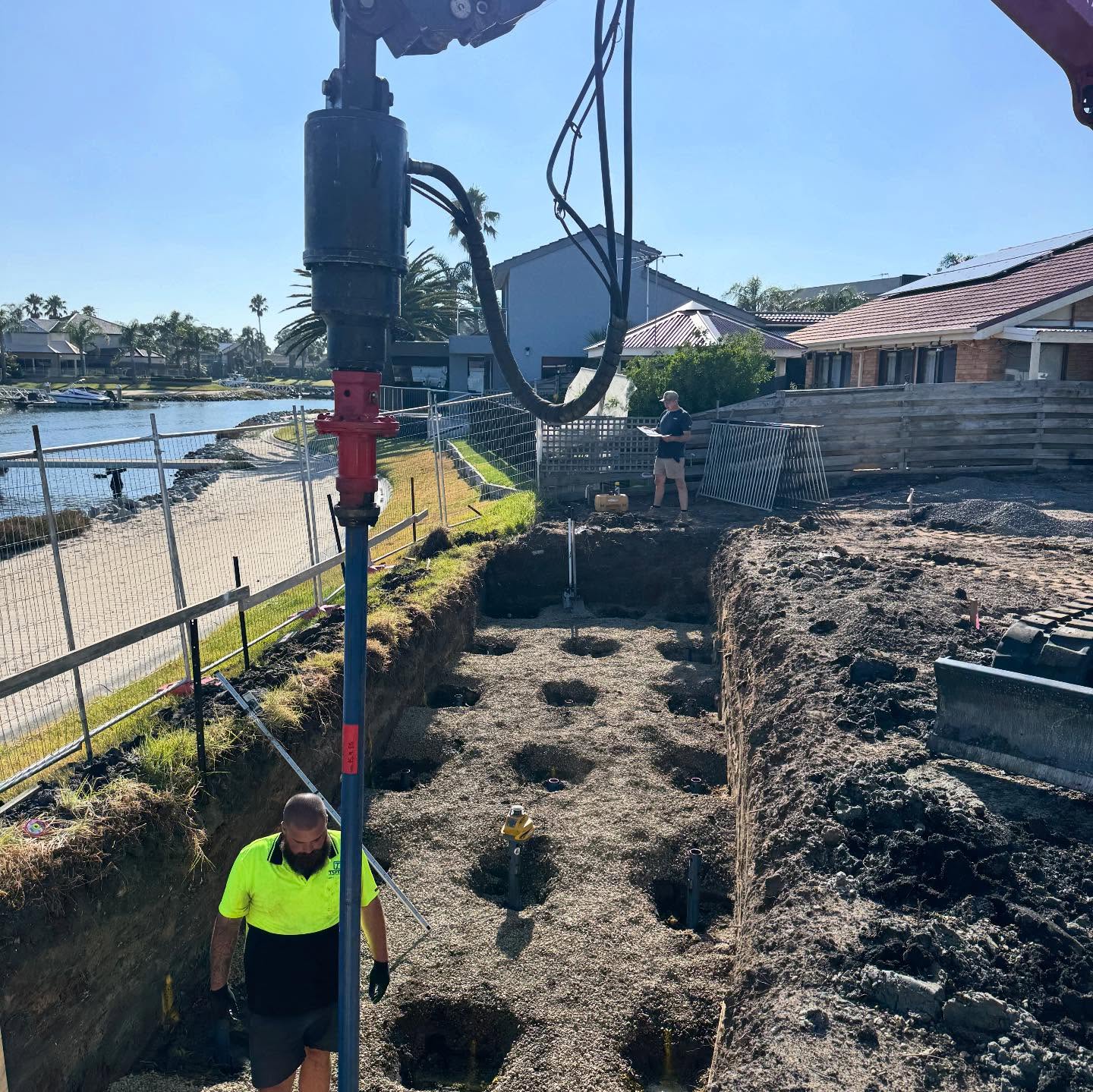 Screw pile install at a Victorian waterfront residential property