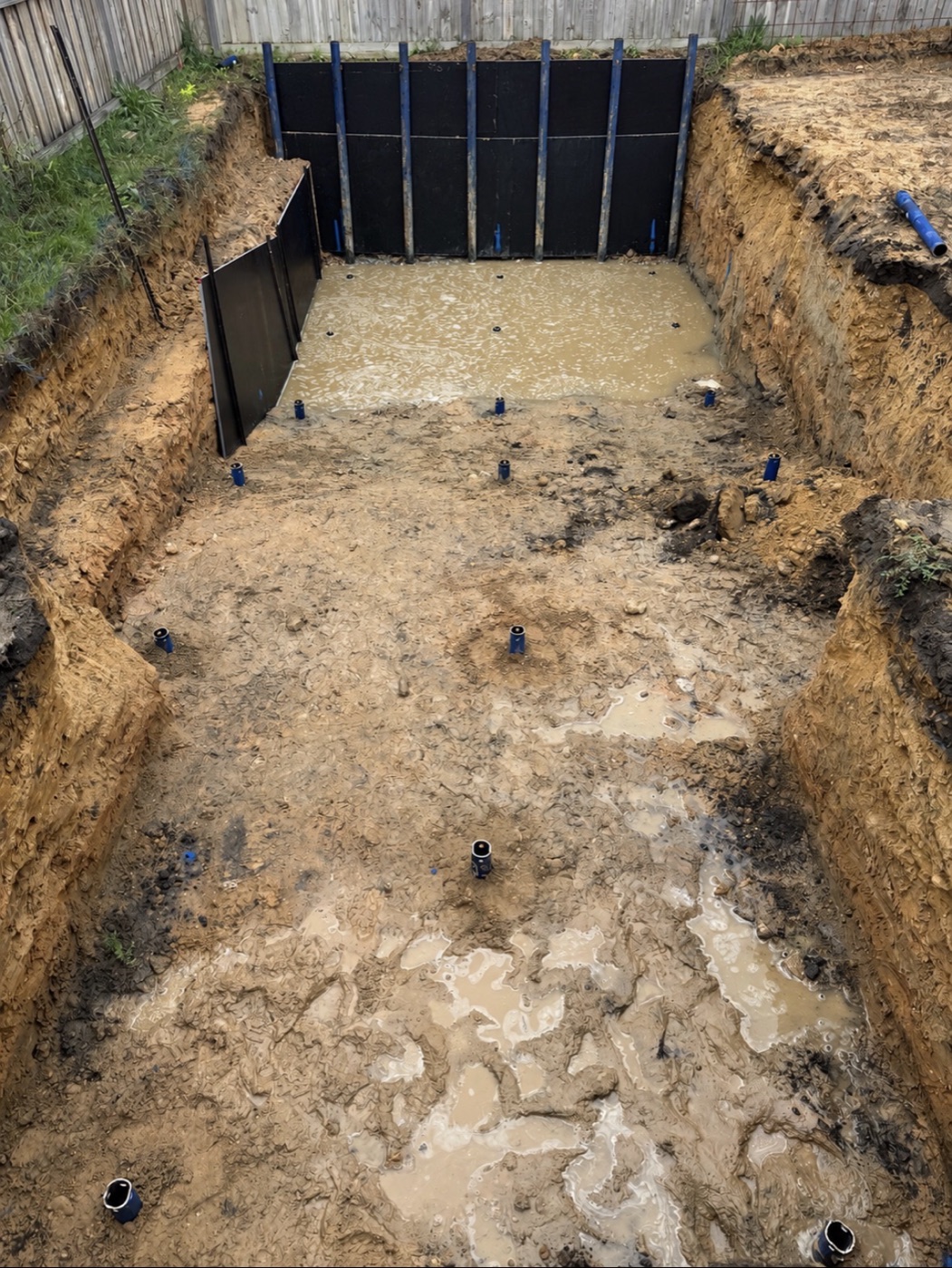 Shoring and protection works installed in an excavation on a Victorian site